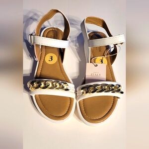 Giulia Palai White And Gold  Sandals New Size 3 Itailan Kids Shoes